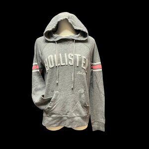 Grey/Pink/White Pullover Hoodie w/ Brand Applique